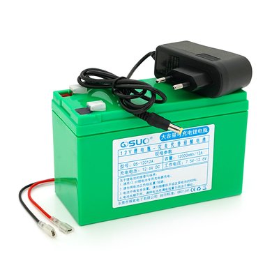 Аккумуляторная литиевая батарея QiSuo 12 V 12A с элементами Li-ion 18650 (150X65X94) вес 964 грамм + зарядное устройство 12,6V 1A 09408 фото