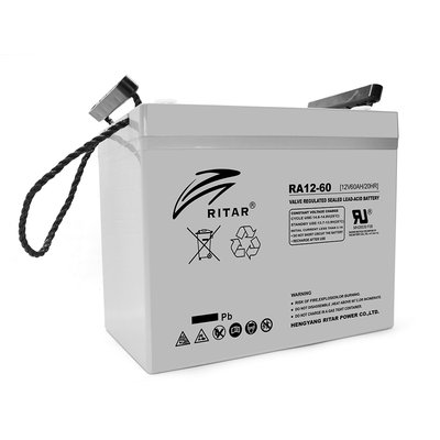 Аккумуляторная батарея AGM RITAR RA12-60, Gray Case, 12V 60.0Ah ( 260 x 169 x 211 (218) ) Q1 6240 фото
