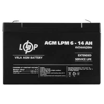Акумулятор AGM LPM 6V - 14 Ah 4160л фото