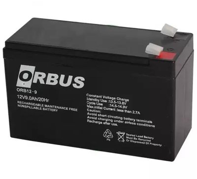 Акумуляторна батарея ORBUS ORB1290 AGM 12V 9Ah (151x65x94) 2.40 kg Q10/450 28819 фото