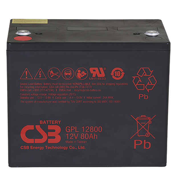 Аккумуляторная батарея CSB GPL12800, 12V 80Ah (261х168х210 (220) 28233 фото