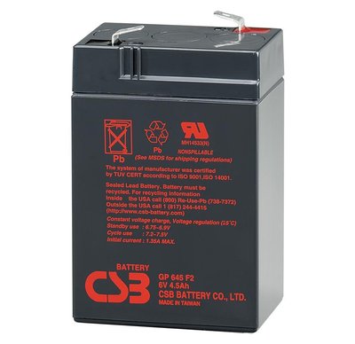 Аккумуляторная батарея CSB GP645, 6V 4.5Ah Q20 06590ю фото