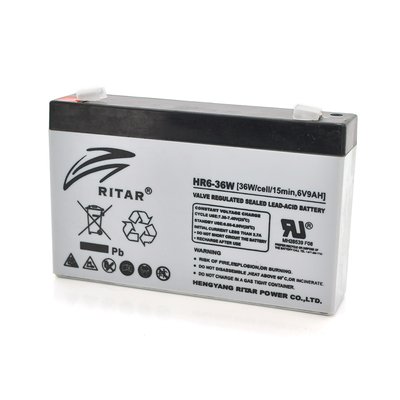 Аккумуляторная батарея AGM RITAR HR6-36W, Gray Case, 6V 9.0Ah ( 151 х 34 х 94 (100 ) 1.35kg Q10 16018ю фото