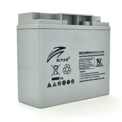 Аккумуляторная батарея AGM RITAR HR12-60W, Gray Case, 12V 17.0Ah ( 181 х 77 х 167 (167 ) 4.80 kg Q4 17180 фото