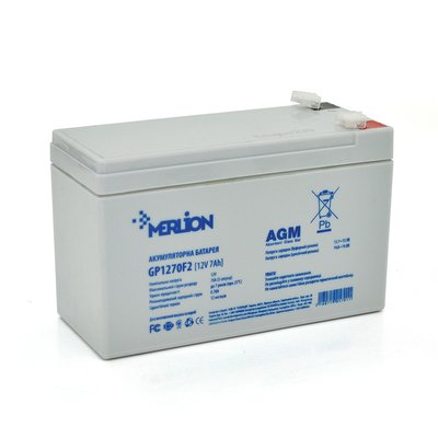 Акумуляторна батарея MERLION AGM GP1270F2 12 V 7Ah (150 x 65 x 95 (100)) White Q5 05701ю фото