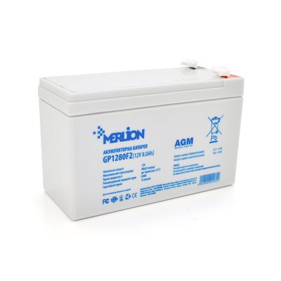Акумуляторна батарея MERLION AGM GP1280F2 12 V 8,0 Ah (150 x 65 x 95 (100)) White Q10 22464ю фото