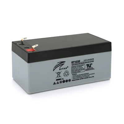 Акумуляторна батарея AGM RITAR RT1232, Gray/Black Case, 12V 3.2Ah (133 х 67х 59 (63) мм) Q10 3223 фото