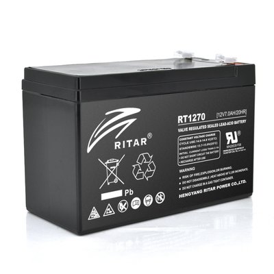 Аккумуляторная батарея AGM RITAR RT1270B, Black Case, 12V 7.0Ah ( 151 х 65 х 94 (100) ) Q8 08218ю фото