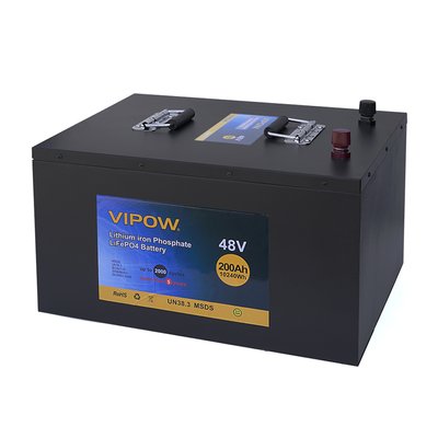 Акумуляторна батарея Vipow LiFePO4 51,2V 200Ah з вбудованою ВМS платою 100A (520*400*300) 22504 фото
