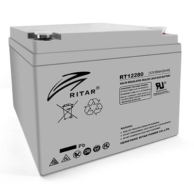 Аккумуляторная батарея AGM RITAR RT12280, Gray Case, 12V 28Ah (166х178х125) Q2 9092 фото