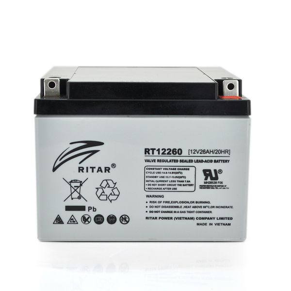 Акумуляторна батарея AGM RITAR RT12260, Gray Case, 12V 26.0Ah (166 х 178 х125 ) Q1 4232 фото