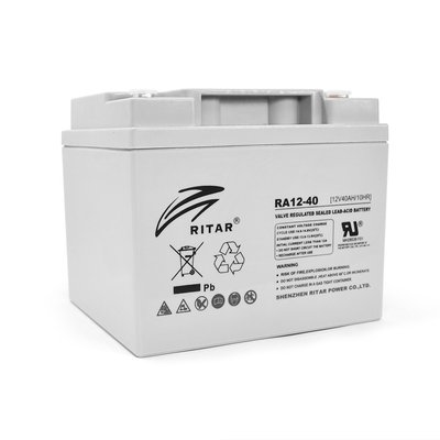 Акумуляторна батарея AGM RITAR RA12-40, Gray Case, 12V 40.0Ah ( 198 x166 x 169 ) Q1 6239 фото