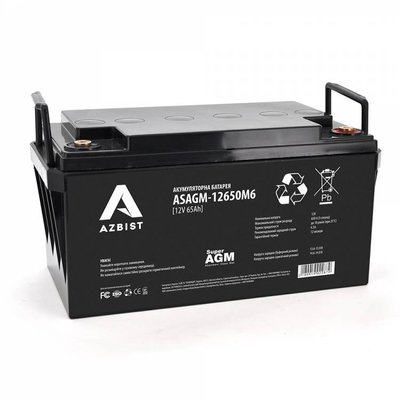 АКБ AZBIST Super AGM ASAGM-12650M6, Black Case, 12V 65.0Ah 11218 фото
